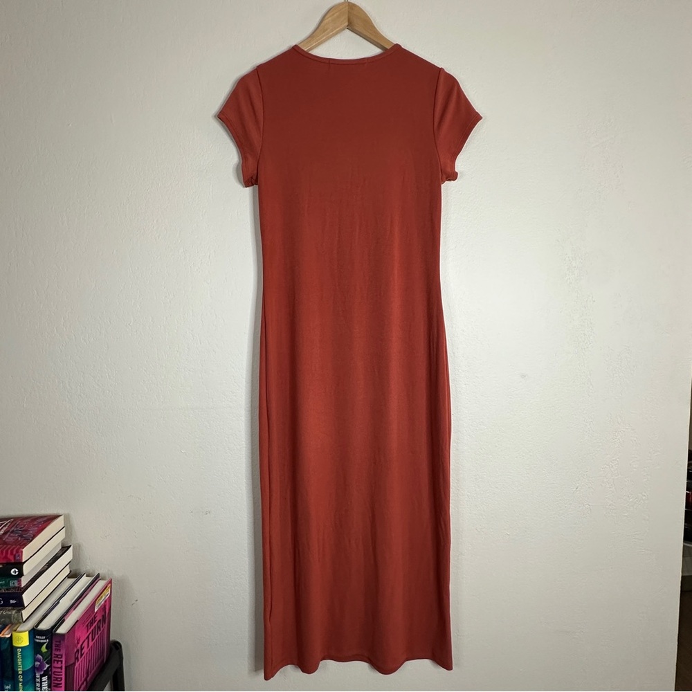 FREE PEOPLE BEACH burnt orange Good Feels slim midi dress M - Picture 8 of 10